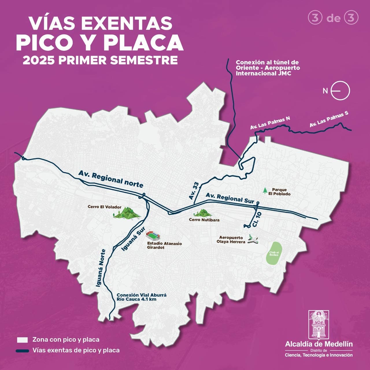 Mapa pico y placa Medellín 2025