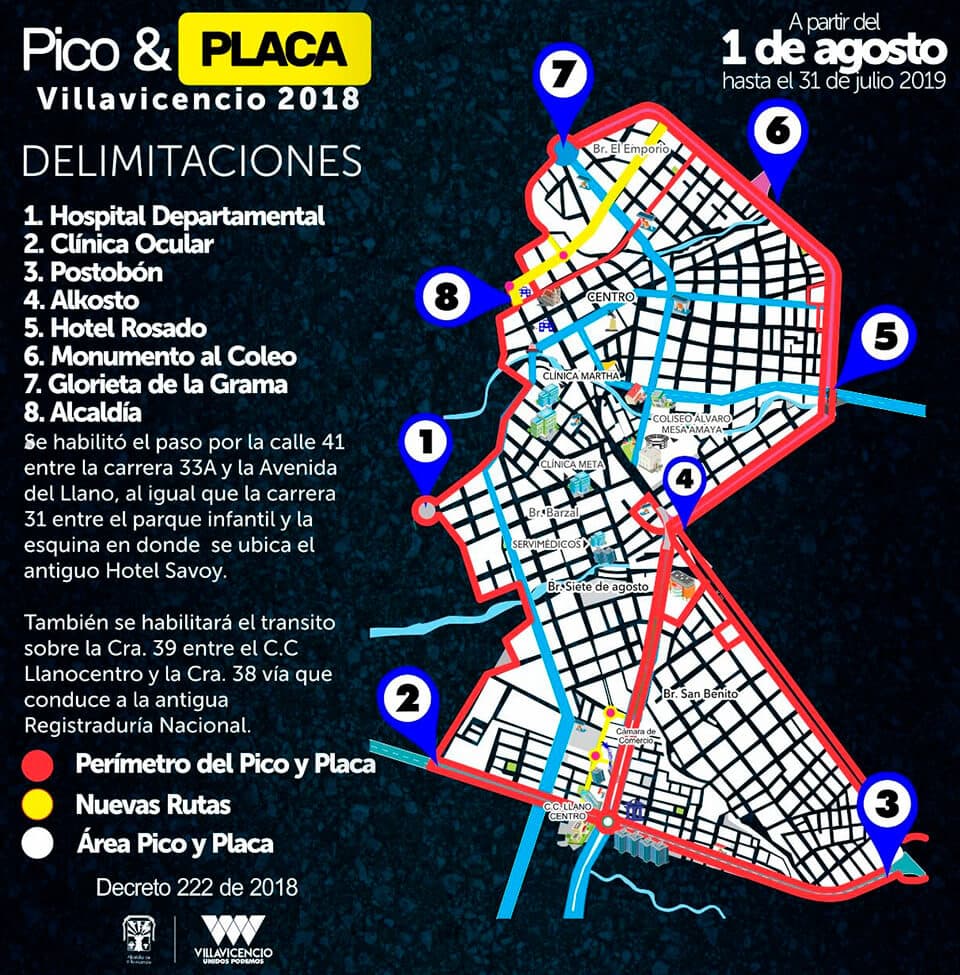 Mapa pico y placa Villavicencio