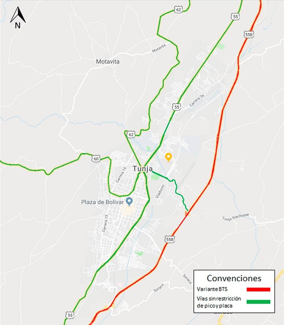 Mapa pico y placa Tunja