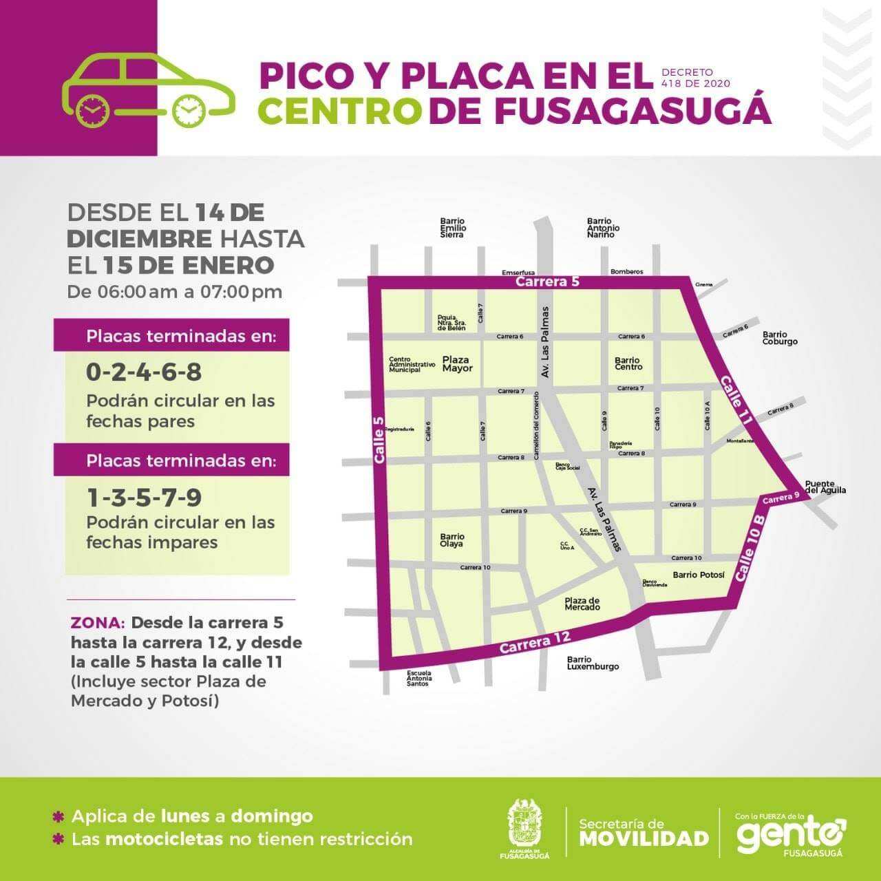 Mapa pico y placa Fusagasugá