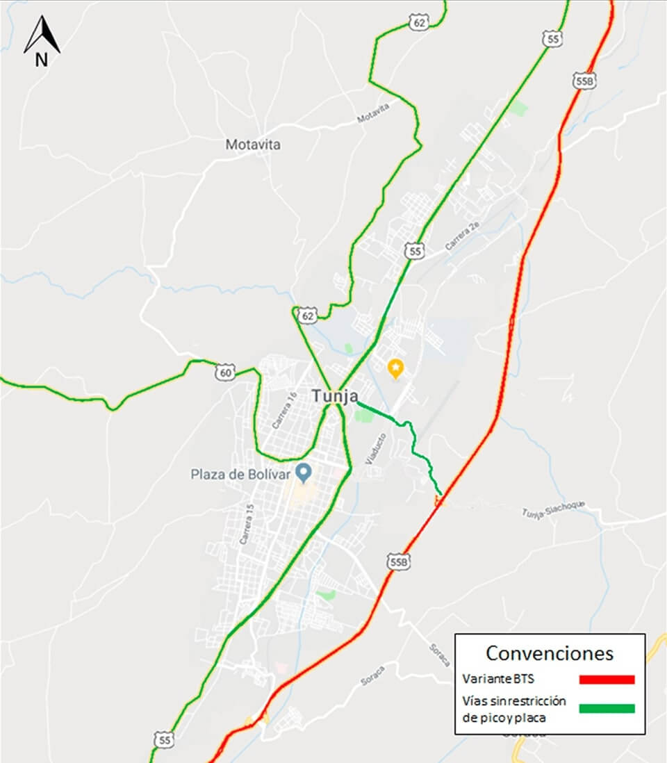 Mapa pico y placa Tunja